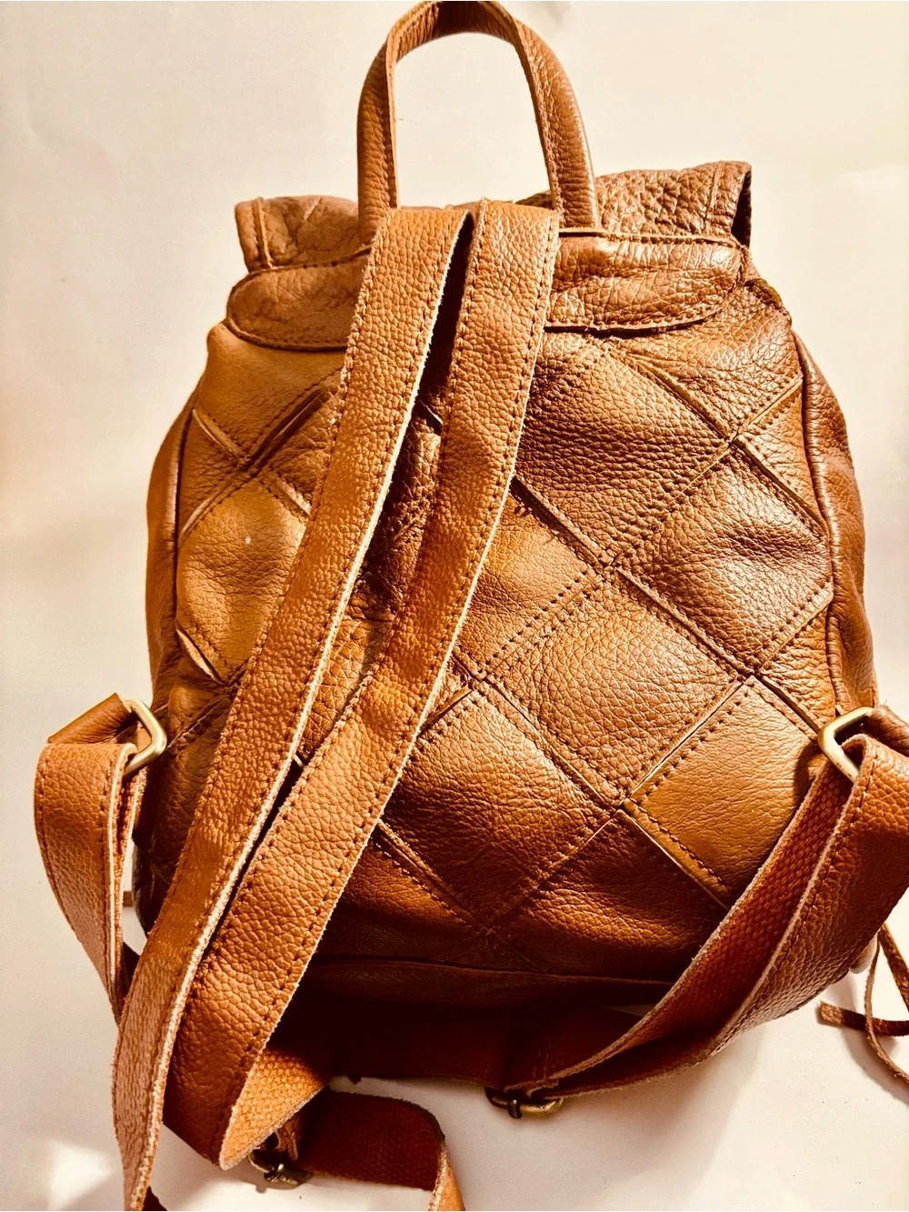 VTG Genuine Leather Boho Fringe Women’s Western Drawstring Backpack Rucksack